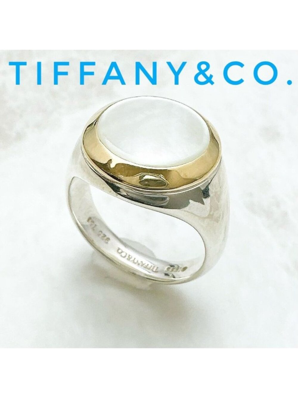Tiffany & Co Shell Yellow Gold Silver Ring